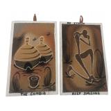 Pair of The Gambia Sand Art Wall Plaques 6x9.5"