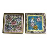 Pair of Chinese Enamel Floral Pin Dishes