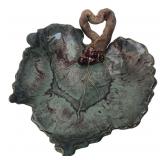 Signed Studio Pottery Grape Leaf Dish