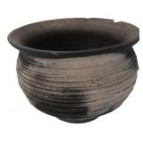 Studio Pottery Ribbed Raku Style Bowl