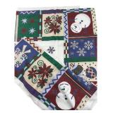 Holiday Snowman & Poinsettia Tablecloth