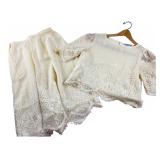 Chenelli Cream Lace & Linen Skirt Set