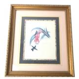 Framed Original Hummingbird Watercolor 17.5x20