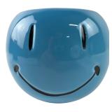 Blue Ceramic Smiley Face Planter Bowl