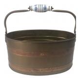 Dutch Brass Oval Planter Delft Style Handle