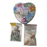 Brighton Heart Tin, Avon Pendant & Lapel Pin