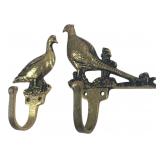 Keeler Brass Duck & Pheasant Wall Hooks