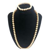Vintage Simulated Pearl Necklace and bracket