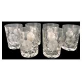 Set of 6 Vintage Cut Glass Floral Tumblers