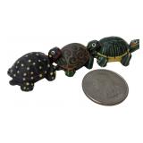 Set of Three Miniature Painted Turtles