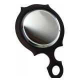 Dark Stained Wood Beveled Hand Mirror