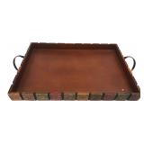 Wood Serving Tray with Decorative Tile Edge