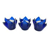 PartyLite Blue Glass Lotus Candle Holders