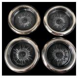 Leonard Silverplate & Glass Coasters Set of 4