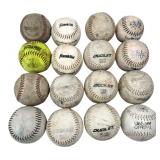 Mixed Lot of 16 Baseballs and Softballs