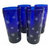 Set of 4 Cobalt Blue Snowflake Tumblers