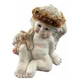 Kristin Signed Cherub & Bunny Figurine