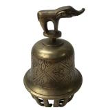 Engraved Brass Elephant Claw Bell, 5" H