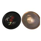 Painted Toleware and Copper Trays 14 in