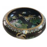 VTG Cloisonne Enameled Brass Floral Bowl