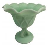 Light Green Opaque Glass Footed Bowl