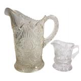 Clear Pressed Glass Pitcher and Creamer