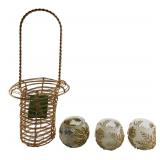 Ganz Christmas Candle Holders & Wire Basket