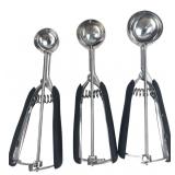 Set of 3 Stainless Steel Ice Cream Scoops