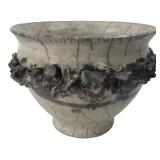Studio Pottery Crackle Glaze Brutalist Bowl