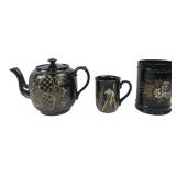 Otagiri & English Black Floral Ceramic Tea Items