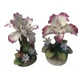 Pair Nuova Capodimonte Porcelain Flowers