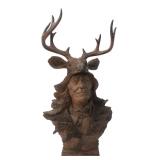 Resin Native American Deer Headdress Bust 14"H