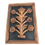 Carved Wood Floral Relief Plaque