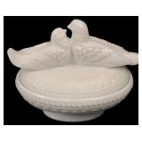 VTG Westmoreland Milk Glass Love Birds Candy Dish