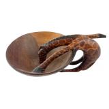 Hand Carved Kenya Wooden Giraffe Bowl