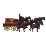 Cast Iron Horse-Drawn Wagon Toy