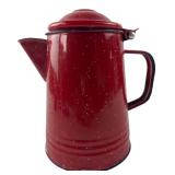 Red Speckled Enamelware Coffee Pot