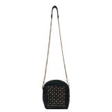 Black Studded Crossbody Bag with Chain Strap
