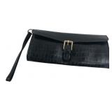 Simply G Black Faux Crocodile Wristlet Wallet