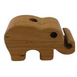 Stylized Carved Wood Elephant Figurine