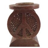 Carved Soapstone Peace Sign Incense Burner