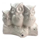 White Ceramic Three Owls Figurine