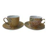 Alpine Cuisine Porcelain Rose Teacups & Saucers