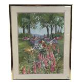 Framed Signed Floral Garden Print 16x20