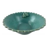 Hull Pottery Teal Scalloped Ceramic Bowl