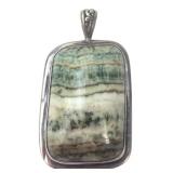 FNH Sterling Silver Banded Green Jasper Pendant