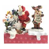 Resin Santa & Reindeer Christmas Figurines