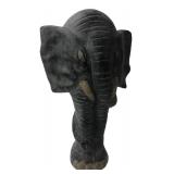Stylized Black Elephant Bust Sculpture 16" H