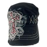 KB ETHOS Black Embroidered Cross Cadet Cap