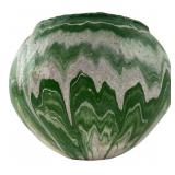 Green & White Marbled Heavy Pottery Planter